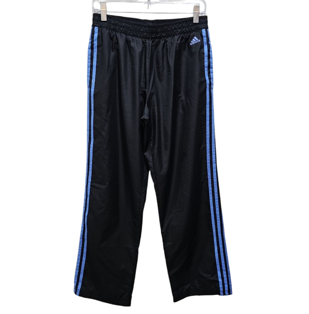 adidas Black Track Pants with Blue Stripes